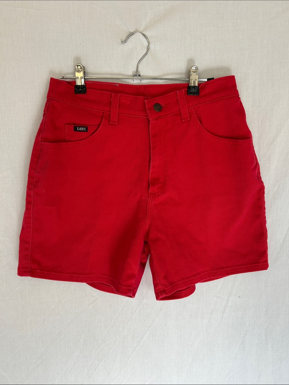 Vintage Lee Women’s Bright Red Denim Mom Shorts